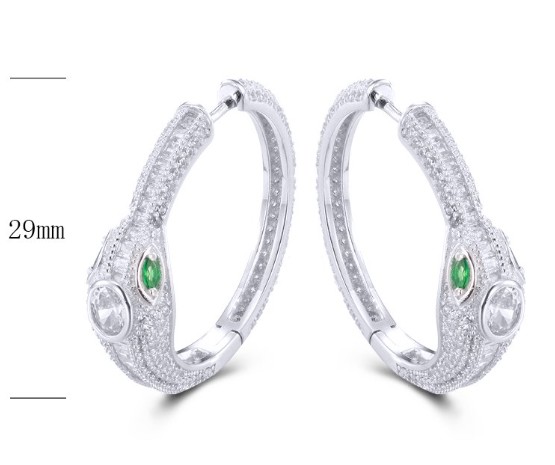 SE24314, Ladies' Moissanite Earring, S925, Rhodium Plated, White, 9.71g