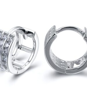 SE15489, Ladies' Moissanite Earring, S925, Rhodium Plated, White, 2.09g