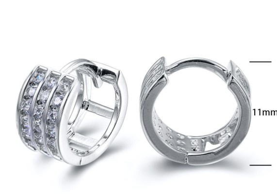 SE15489, Ladies' Moissanite Earring, S925, Rhodium Plated, White, 2.09g