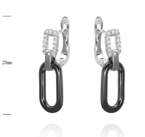 SE39859, Ladies' Moissanite Earring, S925, Rhodium Plated, White, 5.17g