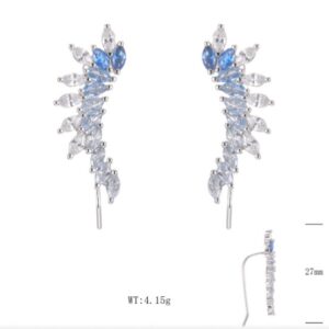 SE22249, Ladies' Moissanite Earring, S925, Rhodium Plated, White, 3.82g