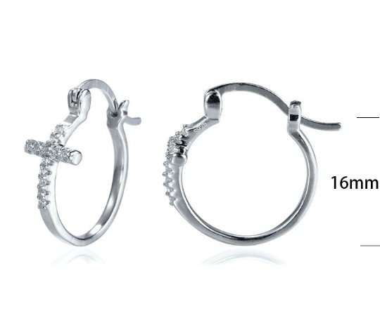 SE07656, Ladies' Moissanite Earring, S925, Rhodium Plated, White, 2.75g