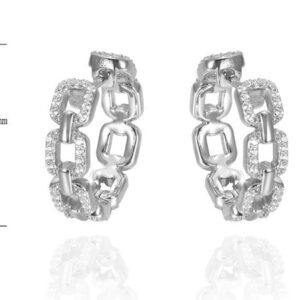 SE01332, Ladies' Moissanite Earring, S925, Rhodium Plated, White, 6.61g