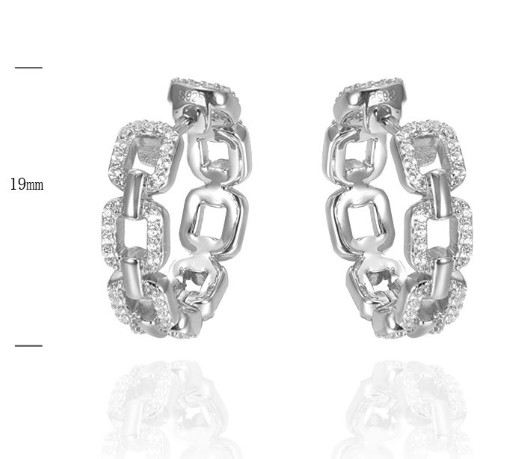 SE01332, Ladies' Moissanite Earring, S925, Rhodium Plated, White, 6.61g