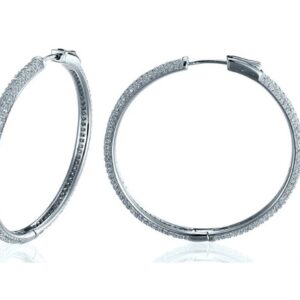 SE14725, Ladies' Moissanite Earring, S925, Rhodium Plated, White, 13.13g