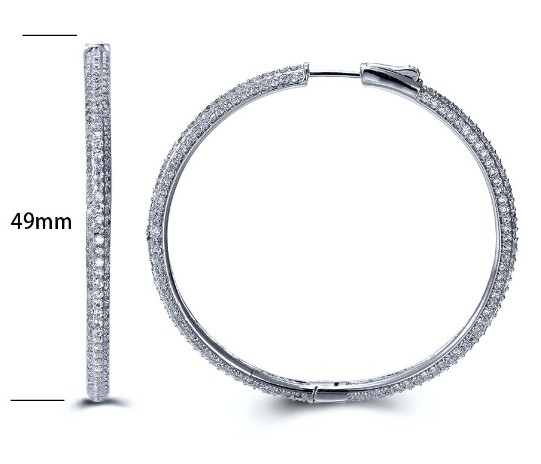 SE15281, Ladies' Moissanite Earring, S925, Rhodium Plated, White, 13.35g