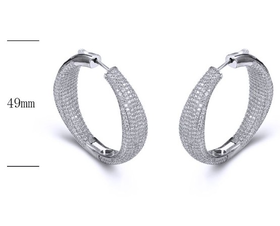 SE26648, Ladies' Moissanite Earring, S925, Rhodium Plated, White, 22.93g