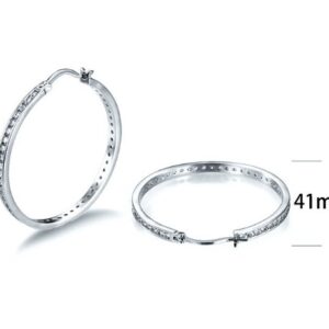 SE14685, Ladies' Moissanite Earring, S925, Rhodium Plated, White, 8.37g