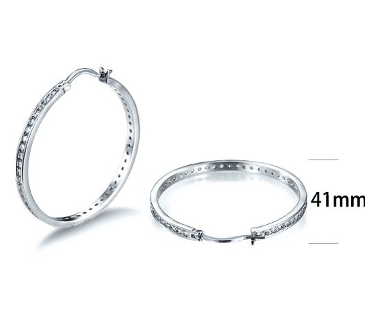 SE14685, Ladies' Moissanite Earring, S925, Rhodium Plated, White, 8.37g