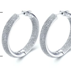 SE06508, Ladies' Moissanite Earring, S925, Rhodium Plated, White, 23.8g