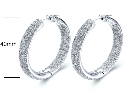 SE06508, Ladies' Moissanite Earring, S925, Rhodium Plated, White, 23.8g