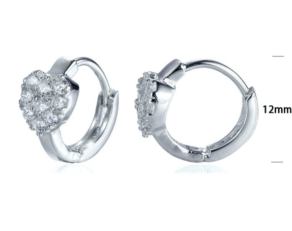 SE03626, Ladies' Moissanite Earring, S925, Rhodium Plated, White, 2.4g
