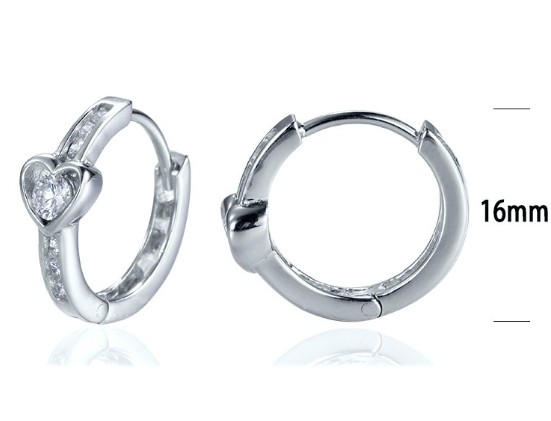SE03612, Ladies' Moissanite Earring, S925, Rhodium Plated, White, 2.9g