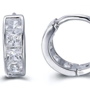 SE15529, Ladies' Moissanite Earring, S925, Rhodium Plated, White, 2.2g