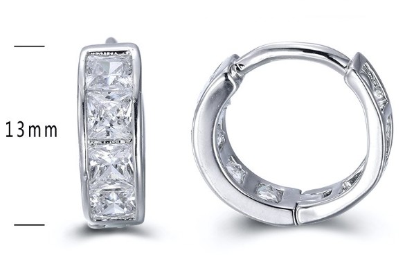 SE15529, Ladies' Moissanite Earring, S925, Rhodium Plated, White, 2.2g