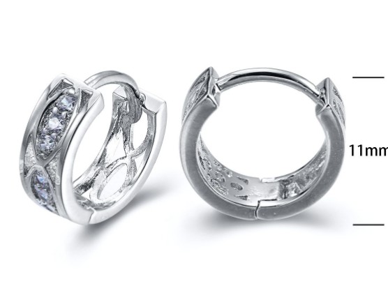SE15499, Ladies' Moissanite Earring, S925, Rhodium Plated, White, 1.66g