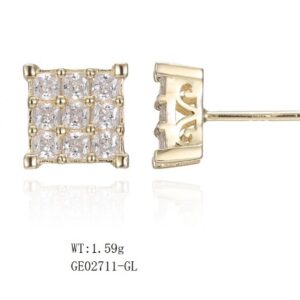 SE02711, Ladies' Moissanite Earring, S925, Rhodium Plated, White, 5.7g