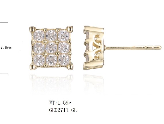 SE02711, Ladies' Moissanite Earring, S925, Rhodium Plated, White, 5.7g