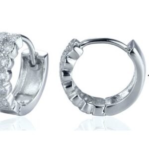 SE02727, Ladies' Moissanite Earring, S925, Rhodium Plated, White, 3.7g