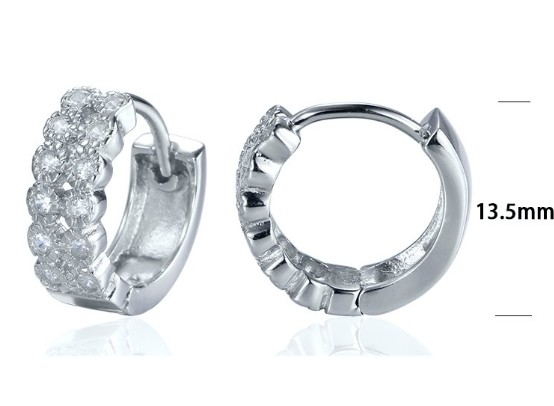 SE02727, Ladies' Moissanite Earring, S925, Rhodium Plated, White, 3.7g