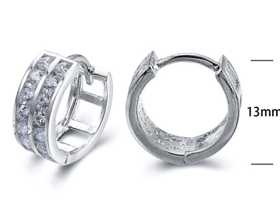 SE15488, Ladies' Moissanite Earring, S925, Rhodium Plated, White, 2.46g