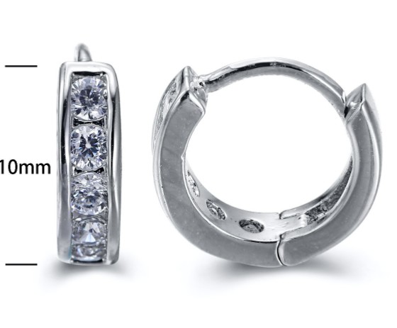 SE15497, Ladies' Moissanite Earring, S925, Rhodium Plated, White, 0.99g