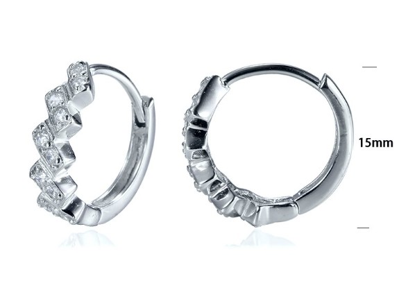 SE02511, Ladies' Moissanite Earring, S925, Rhodium Plated, White, 2.3g