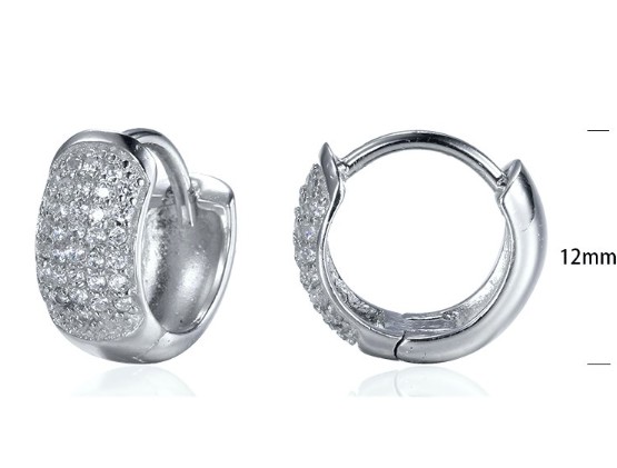 SE07574, Ladies' Moissanite Earring, S925, Rhodium Plated, White, 2.79g