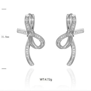 SE45762, Ladies' Moissanite Earring, S925, Rhodium Plated, White, 4.99g