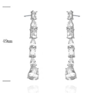 SE38770, Ladies' Moissanite Earring, S925, Rhodium Plated, White, 6.23g