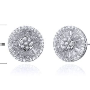 SE26601, Ladies' Moissanite Earring, S925, Rhodium Plated, White, 3.05g