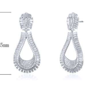 SE24573, Ladies' Moissanite Earring, S925, Rhodium Plated, White, 12.65g