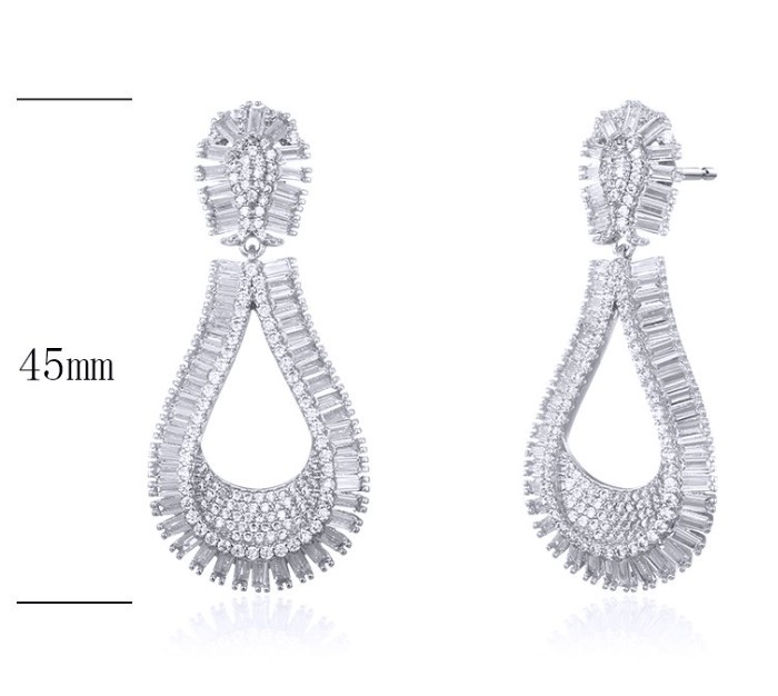SE24573, Ladies' Moissanite Earring, S925, Rhodium Plated, White, 12.65g