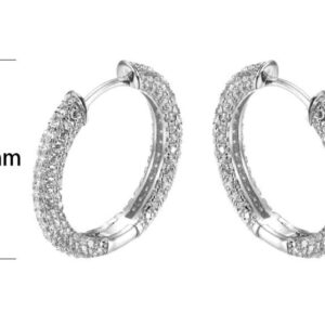 SE34169, Ladies' Moissanite Earring, S925, Rhodium Plated, White, 3.68g