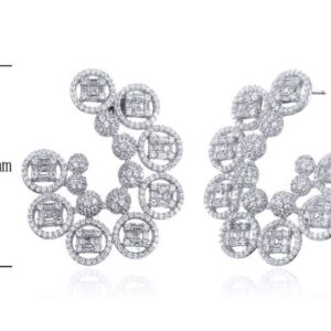 SE26578, Ladies' Moissanite Earring, S925, Rhodium Plated, White, 15.27g