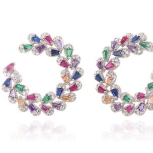 SE29085, Ladies' Moissanite Earring, S925, Rhodium Plated, White, 7.99g