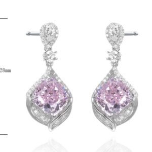 SE01847, Ladies' Moissanite Earring, S925, Rhodium Plated, White, 6.4g