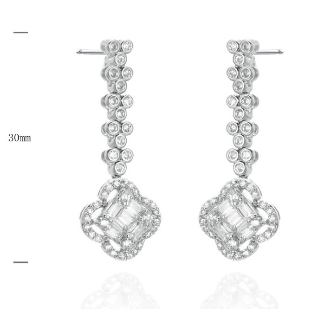SE39398, Ladies' Moissanite Earring, S925, Rhodium Plated, White, 3.74g