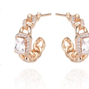 SE38968, Ladies' Moissanite Earring, S925, Rhodium Plated, White, 5.4g