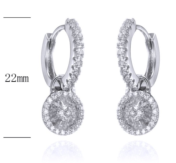 SE29254, Ladies' Moissanite Earring, S925, Rhodium Plated, White, 3.18g