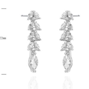 SE39397, Ladies' Moissanite Earring, S925, Rhodium Plated, White, 2.04g