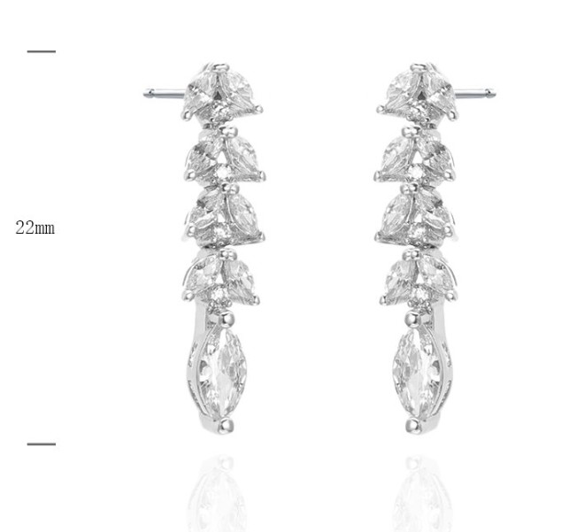 SE39397, Ladies' Moissanite Earring, S925, Rhodium Plated, White, 2.04g