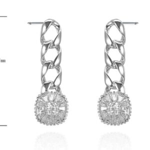 SE38749, Ladies' Moissanite Earring, S925, Rhodium Plated, White, 3.72g