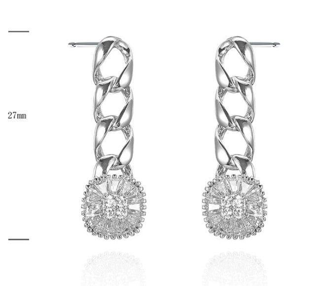 SE38749, Ladies' Moissanite Earring, S925, Rhodium Plated, White, 3.72g
