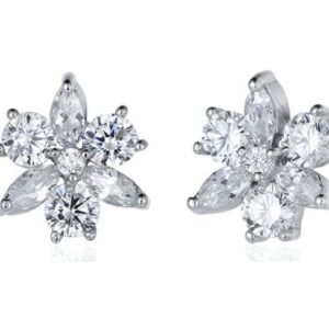 SE07117, Ladies' Moissanite Earring, S925, Rhodium Plated, White, 3g