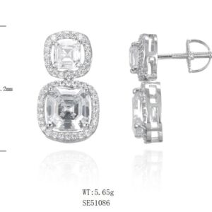 SE51086, Ladies' Moissanite Ring, S925, Rhodium Plated, White, 5.69g
