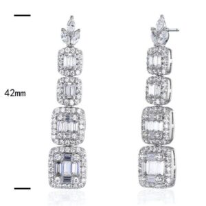 SE19553, Ladies' Moissanite Earring, S925, Rhodium Plated, White, 7.86g