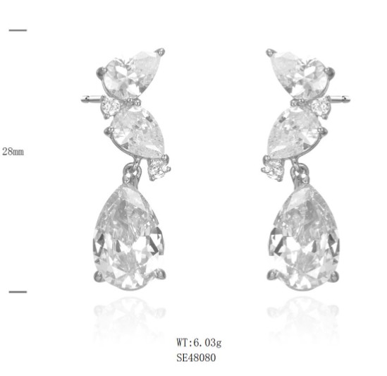 SE48080, Ladies' Moissanite Ring, S925, Rhodium Plated, White, 5.76g