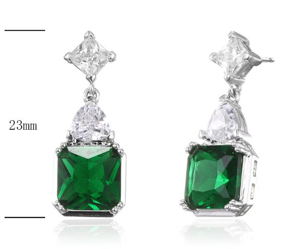 SE25885, Ladies' Moissanite Earring, S925, Rhodium Plated, White, 4.65g