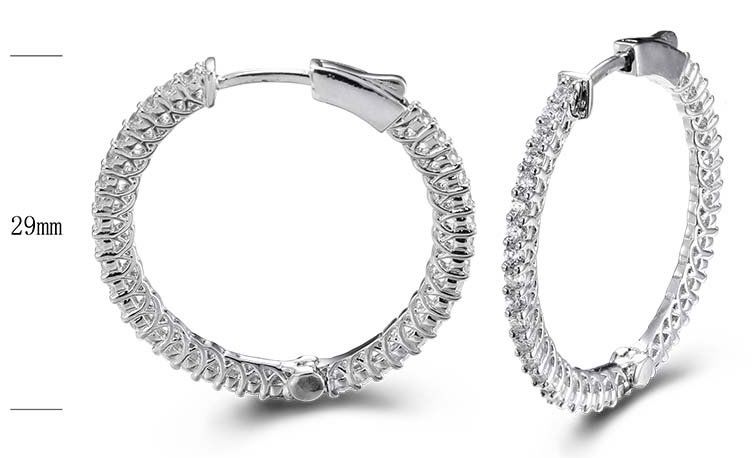 SE14715, Ladies' Moissanite Earring, S925, Rhodium Plated, White, 5.46g
